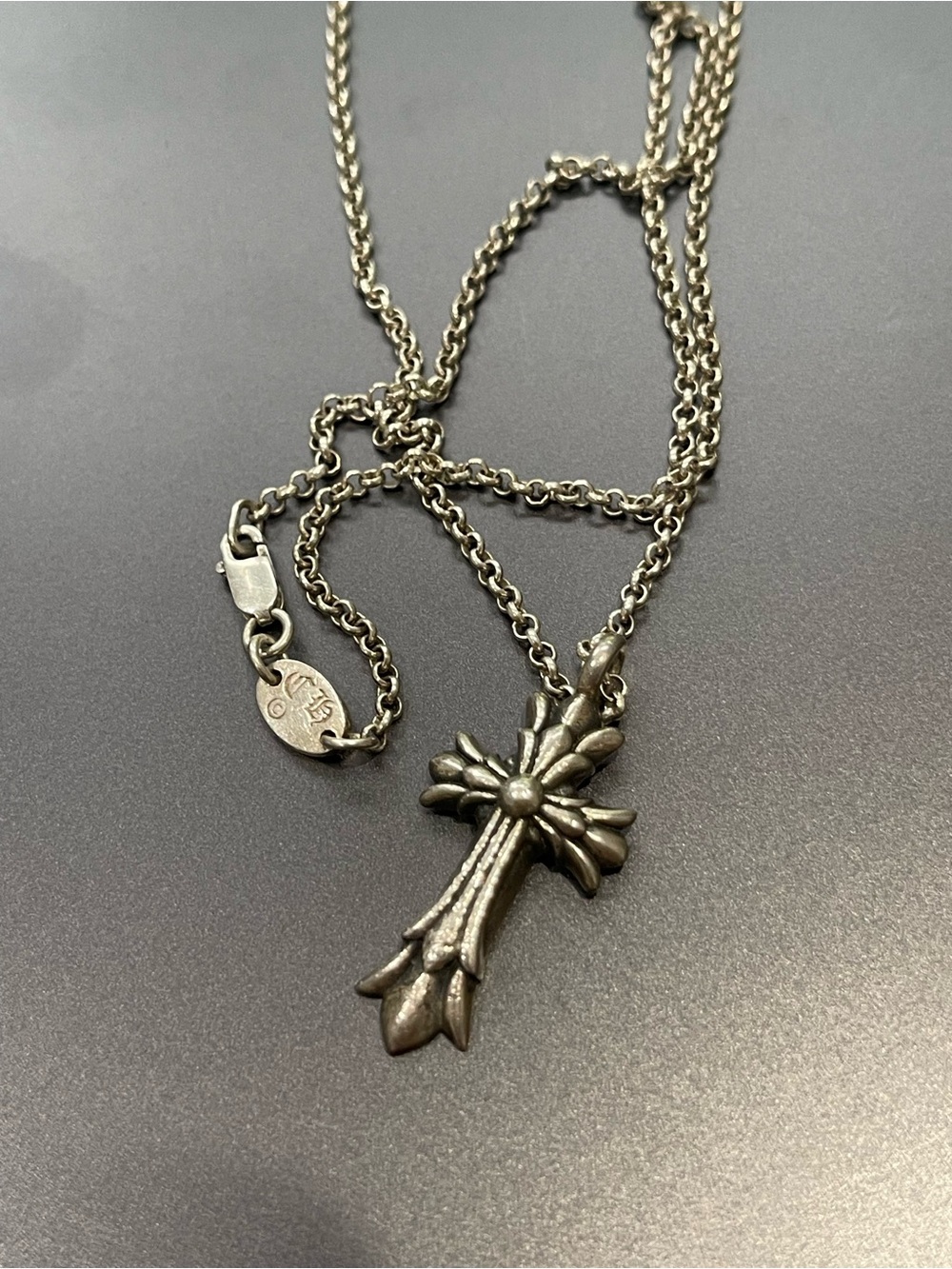 Chrome Hearts Silver Fleur Cross Pendant on Chain - Picture 2 of 5